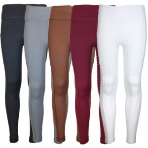 MS-Trachten Reitleggings Kinder Silikonbesatz Reithose Amy (158/164, Schwarz) - hochwertige Leggings mit Silikon-Besatz und praktischen Taschen für Kinder