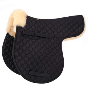 Echtes Lammfell Sattelkissen für Dressur und Vielseitigkeit, 100% Merino Lammfell, komfortables Klettband und anatomischer Kanal für Ihr Pferd