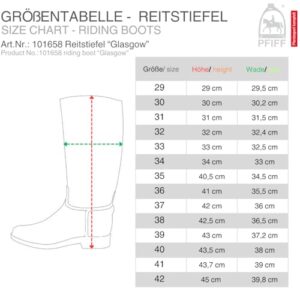 PFIFF Damen Reitstiefel Glasgow Schwarz 32 EU - Robuste Konstruktion, gummierte Sohle und wasserfester Reiterstiefel für Damen