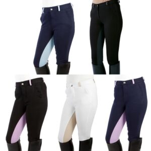 PFIFF Reithose Elisa für Mädchen, Kinderreithose in Blau und Lila mit Vollbesatz und Gürtelschlaufen