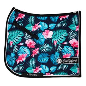 Preiswertes Premium Schabracken Set mit Air-Mesh Technologie, Füllung aus Bambus und Polyester sowie Anti-Haar Klettverschluss - ideal für Pferde und Reiter - blau