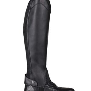 QHP Chaps Shimmer Junior schwarz Glitter für 8 Jahre alte Kinder, eleganter und stylisher Bein-Schutz mit Glitzerschleife