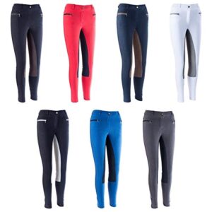 Damen Reithose Vollbesatz BASICLINE schwarz/Dunkelbraun 46 - Hochwertige und praktische Reiterhose mit Vollbesatz und elastischem Gewebe
