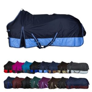 Wind- und wasserdichte Pferdedecke in Blau/Babyblau mit Innenfutter und Kreuzbegurtung - RL24 Weidedecke 600D Basicline