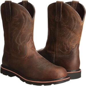 LNNLOO Reitstiefel, Westernstiefel mit runder Spitze und Stickerei, atmungsaktiv und rutschfest, für Herbst/Winter/Herren/Damen