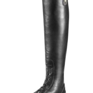 Schwarze Reitstiefel für Damen und Herren, Retro-Schnürstiefel aus PU-Leder mit langer Sohle