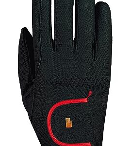 Modischer Reithandschuh für Damen von Roeckl, Schwarz/Rot, Sommer