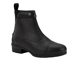 Reitstiefelette mit Reißverschluss, robustes Leder, passförmig, IceLock Sohle für maximalen Grip, Schuhe gefüttert mit Teddyfell, Schwarz, Größe 41