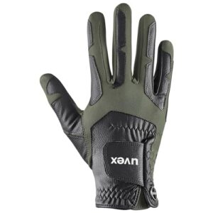Flexibler Reithandschuh für Damen und Herren mit exzellenter Grip und strapazierfähigem Material - touchscreenfähig, 4D-Stretch & Soft-Touch-Material - Black-Olive - 7-8 cm