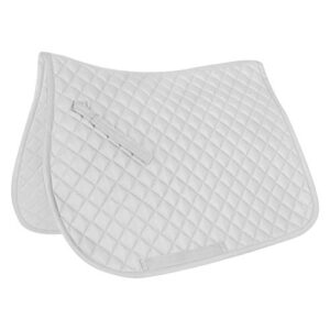 Weißes Sattelunterlage Produkt mit perforierter Textur von WALDHAUSEN, ideal für Pferde, verbessert das Sitzgefühl, anatomischer Schnitt