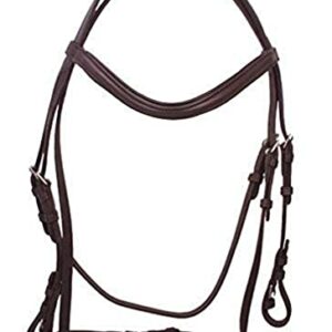 Covalliero Trensenzaum Standard, hochwertiges Zaumzeug aus Leder und Metall, braun, für Pferde, verstellbar und inkl. Gurtzügel