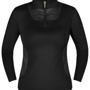 Leichtes Langarmshirt für Damen zum Reitsport und Training, atmungsaktives Material, elastisch und angenehm weich auf der Haut, Schwarz
