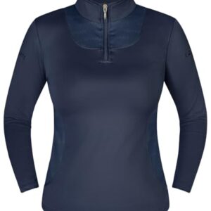Equinate Damen Funktionsshirt Glide, leichtes Langarmshirt für Reitsport und Training, atmungsaktiv elastisch und angenehm weich auf der Haut, Navy