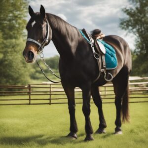 Pferd mit Führstrick und Panikhaken in einem reitlichen Umfeld, Geschenkidee zum Reitsport