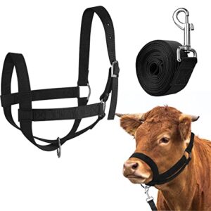 Hillban Kuhhalter, verstellbares Wadenhalfter mit Führungsseil für Miniaturpferde, Esel, Ziegen, Fohlen und Rinder aus Nylon.