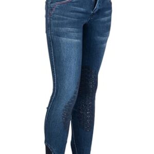 Unisex Kinder Reithose mit Silikon-Kniebesatz, Dunkelblau, Größe 146/152 cm