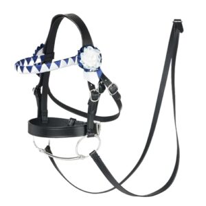 LeMieux Hobby Horse Showing Trensenzaum - passend für Hobbypferde - Leder mit funktionalen Schnallen - Show Stirnband - schwarz
