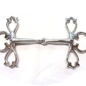 Pferdeartikel Schenkel-Trense, Knebel-Trense in barocker Optik, verziert mit 2 Farben, Größe 11,5 cm, Silber