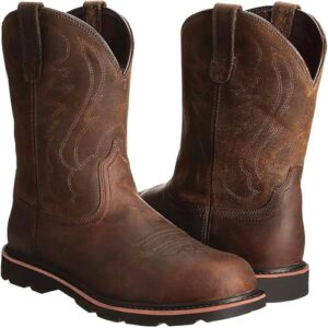 Reitstiefel, Western-Cowboystiefel mit bestücktem Schlupfstil und Mittelrohr, runder Kopf und rutschfeste Sohle, atmungsaktive Materialien, vintage-Style für Herren und Damen