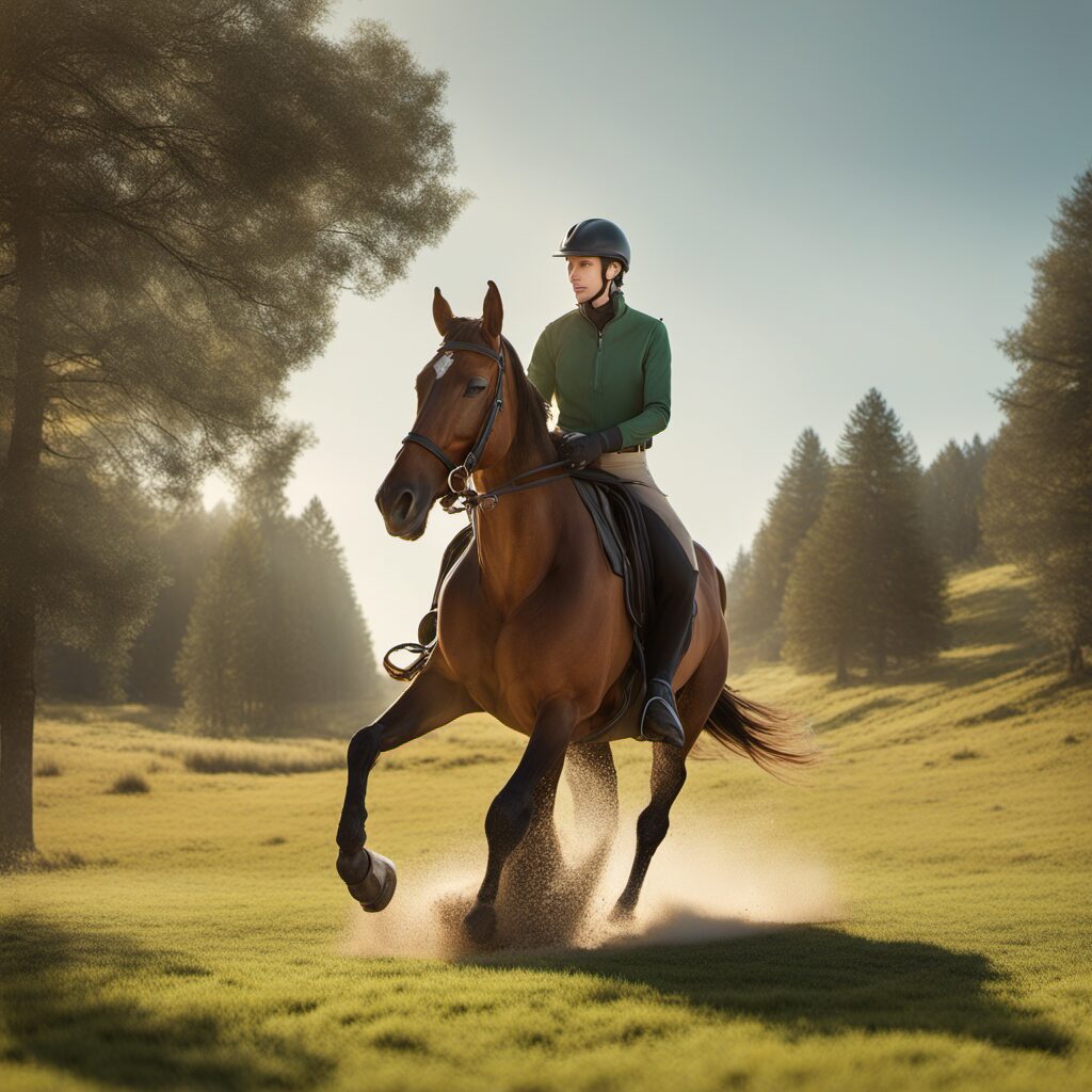 Ein Bild von einem Reiter mit Pferd in einer idyllischen Landschaft, das zeigt die verschiedenen Wassertrensenausführungen von Sprenger wie novocontact, TURNADO und Dynamic RS.
