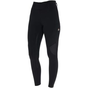 Damen Reitleggings Silikon Vollbesatz FS26, Reithose mit Mesh-Einsätzen, Frühling und Sommer Reiterhose, weich, leicht und atmungsaktiv, Schwarz