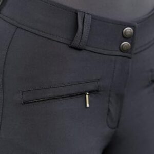Schwarze Reithose von Covalliero mit zwei Reißverschlusstaschen, Handytasche und ElastoSoft-Beinabschluss, machinenspühlbar bei 30°C für Damen, Größe 38