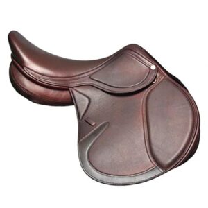 Springsattel aus strapazierfähigem Leder für Pferde, bequemer und stabler Reitsattel für Springreiten, Vielseitigkeit und Outdoor Einsatz
