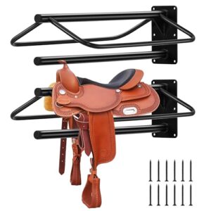 Sattelhalter mit Polsterstange, Wandmontierter Sattelständer aus Stahl für Pferdestall und Scheune