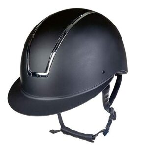 Hochwertiges Reitgehelm für Damen, modern und sportlich, schwarze Farbe mit schimmerndem Silberstreifen