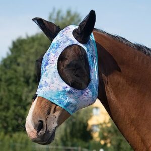 Harrison Howard Super Comfort Stretchy Fly Mask mit großem Auge-Ausschnitt und UV-Schutz - weiche Anliegende auf der Haut - Pastell-Mischfarbe