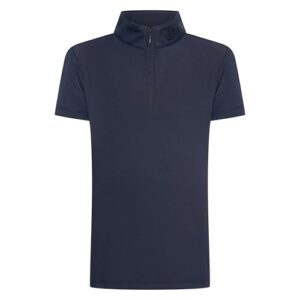 Navy-Blaues Kinder Reit-Shirt mit Halbslipper und Stehkragen für Training und warme Tage