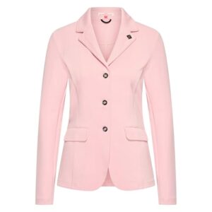 Damen-Turnierjacke mit 3-Knopf-Verschluss, ungefüttert, mit Pattentaschen und Rückenschlitzen, Candy Floss Farbton, Reitbekleidung für Damen