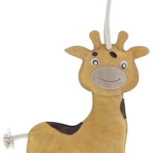 Kerbl KniStar Giraffe Pferdespielzeug, Beschäftigung gegen Langeweile im Stall oder auf der Wiese, Kokosfaser-Füllung & Knisterflasche, Robustes Wildleder, flaches Design mit Seilen zum Aufhängen