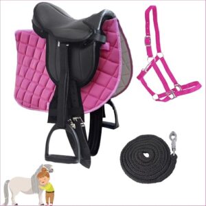 Kinder Reitsattel Set Black Beauty, Halfter und Führstrick für erste Reitversuche