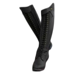 LNNLOO Thermo-Reitstiefel, schwarzer Reitstiefel mit Schnürung und Spitze an der Zehenpartie, rutschfeste Sohle und wasserdichte Oberfläche, niedriger Absatz für Unisex, ideal für Winter