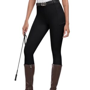 Dame in einer MoFiz Reithose mit Taschen und silikonischem Vollbesatz, ideal für den Reitsport und High-Waist-Stretchhosen
