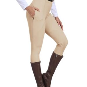 Hochwertige Damen Reitsport Hose mit Abriebfestem Knieschutzgewebe und Silikon-Vollbesatz, atmungsaktiv und leicht, perfekt für alle Jahreszeiten geeignet.