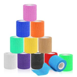 Muyohix 12 Rolls Selbstklebender Verband Hund, 7.5 cm x 4.5 m Self-Adhesive Bandage für Hunde, elastische Binde, geeignet für Stretch Sportler und Haustiere.