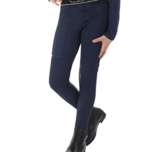 QHP Reitlegging Junior Kinder Eden Full Grip Navy, 19_Gr.:164 - hochwertige Reithose mit vollem Armenschutz und atmungsaktivem Material