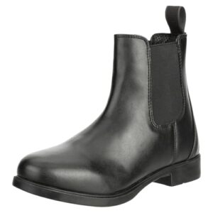 Schwarze Reitstiefelette mit Elastikeinsatz und Pull-On, wasserdicht und aus Kunstleder, perfekt für Kinder, Herren und Damen
