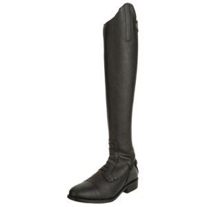 Winterreitstiefel für Damen in schwarz, warme Stiefel zum Reiten mit Kunstleder und Teddyfell, Reißverschluss, Größe 36 eng