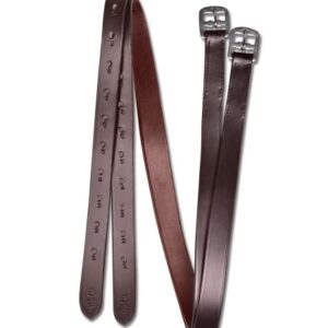 STAR Steigbügelriemen, 25 mm, robustes Leder, stabile Schnalle, Pferde-Ausrüstung, sichere und komfortable Befestigung, brauner Riemen mit schwarzer Schnalle, 140 cm lang.