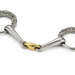 Hochwertiges Show Gebiss mit antikem Design, kunstvollen Blumen- und Ornamentmustern in Silber- oder Goldfarben für Pferdehalterung