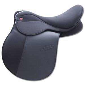 Schwarzer Vielseitigkeitssattel mit hochwertiger Lederoptik und bequemen Sitzflächen aus Neoprene-Material von WALDHAUSEN