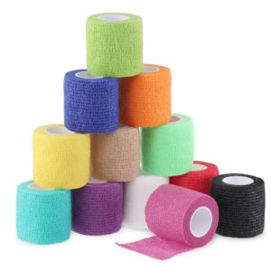 Selbstklebender Verband mit 12 Farben, 5cm x 4.5m, Selbsthaftende Bandage für Stretch Sportler und Tiere