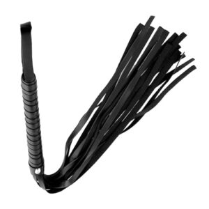 Schwarze Peitsche mit Ledergriff für Reitvorführungen, Pferdetraining und Cosplay - 48 cm lang