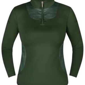Equinate Damen Funktionsshirt Glide - leichtes Langarmshirt für Reitsport und Training - atmungsaktiv elastisch und angenehm weich auf der Haut M Grün