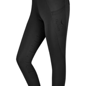 Equinate Damen Reitlegginngs Jules - Reithose mit Vollbesatz und Grip, rutschfeste Reithose für Damen, atmungsaktiv elastisch bequem 36 Schwarz