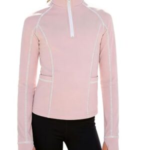 Hansber Reitshirt für Mädchen, Top mit hohem Kragen und langen Ärmeln, T-Shirt, Sport-Shirt, Baseball-Training-Pilates-Rosa 122-128