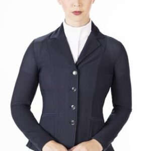 HKM Mesh Linda Turnierjacke in Dunkelblau, Größe 36, hochwertige Ausrüstung für Reiterinnen und Reiter mit tailliertem Schnitt und stretch-Material